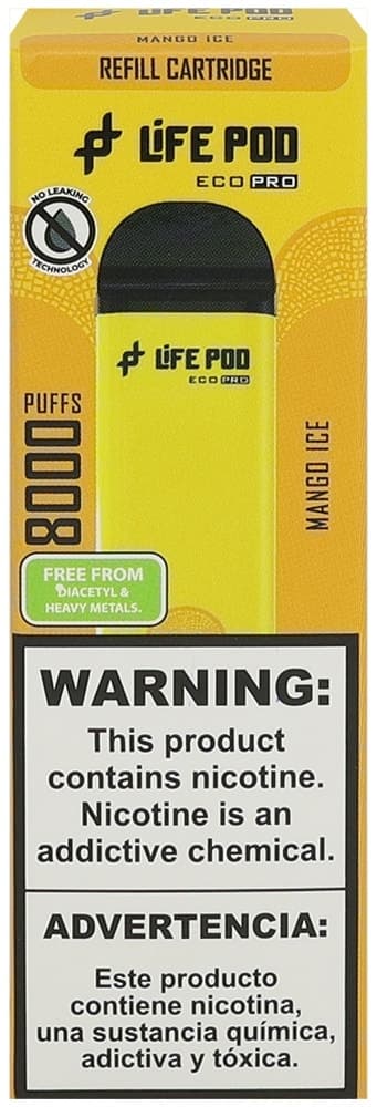 Vape Descartável Life Pod Eco Pro - Mango Ice - 8000 Puffs