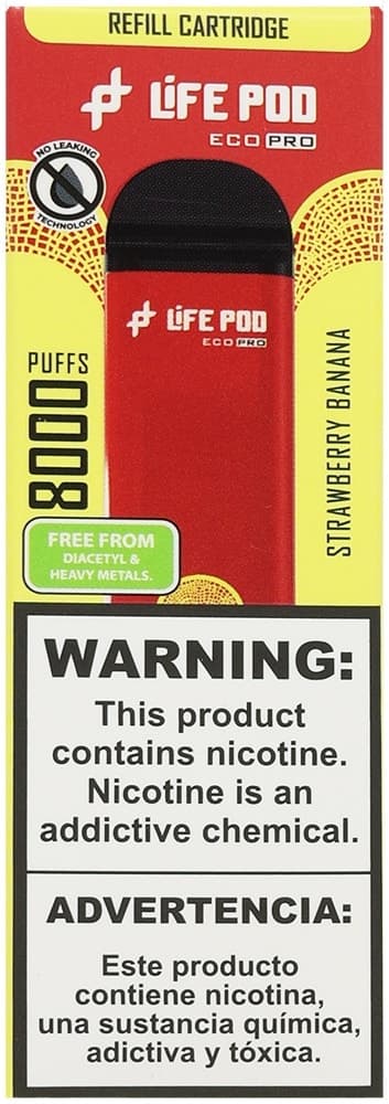 Vape Descartável Life Pod Eco Pro - Strawberry Banana - 8000 Puffs