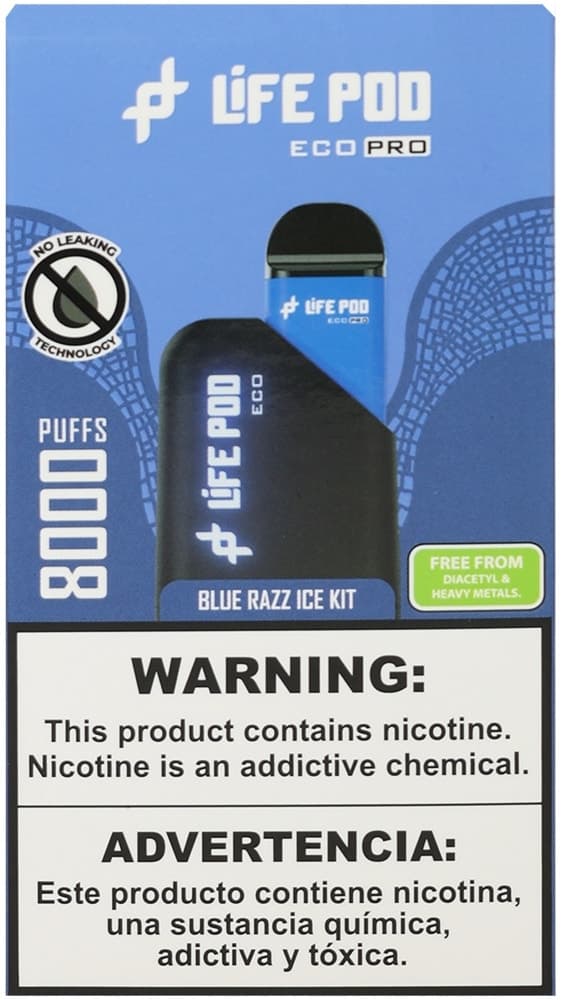 Vape Descartável New Life Pod Kit Eco Pro - Blue Razz Ice - 8000 Puffs