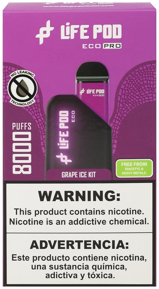 Vape Descartável New Life Pod Kit Eco Pro - Grape Ice - 8000 Puffs