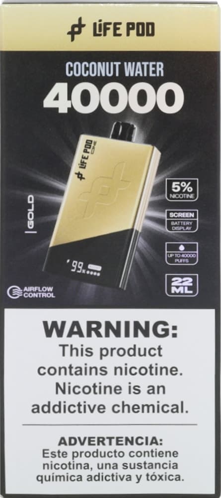 Vape Descartável New Life Pod One Gold - Coconut Water - 40000 Puffs