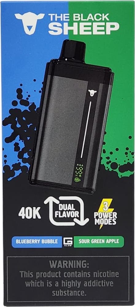 Vape Descartável The Black Sheep 40K Blueberry Bubble/Sour Green Apple - 40000Puffs