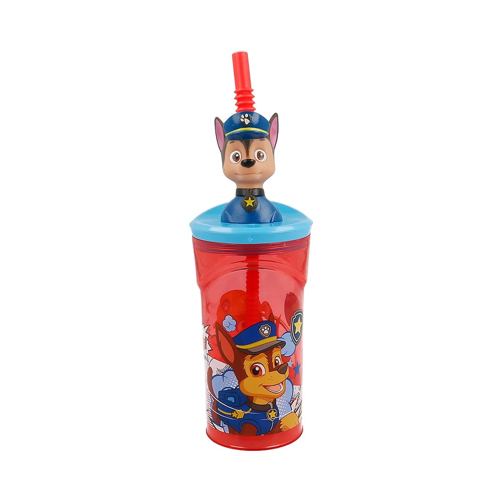 Copo com Canudo 3D Stor Paw Patrol 360ml Vermelho