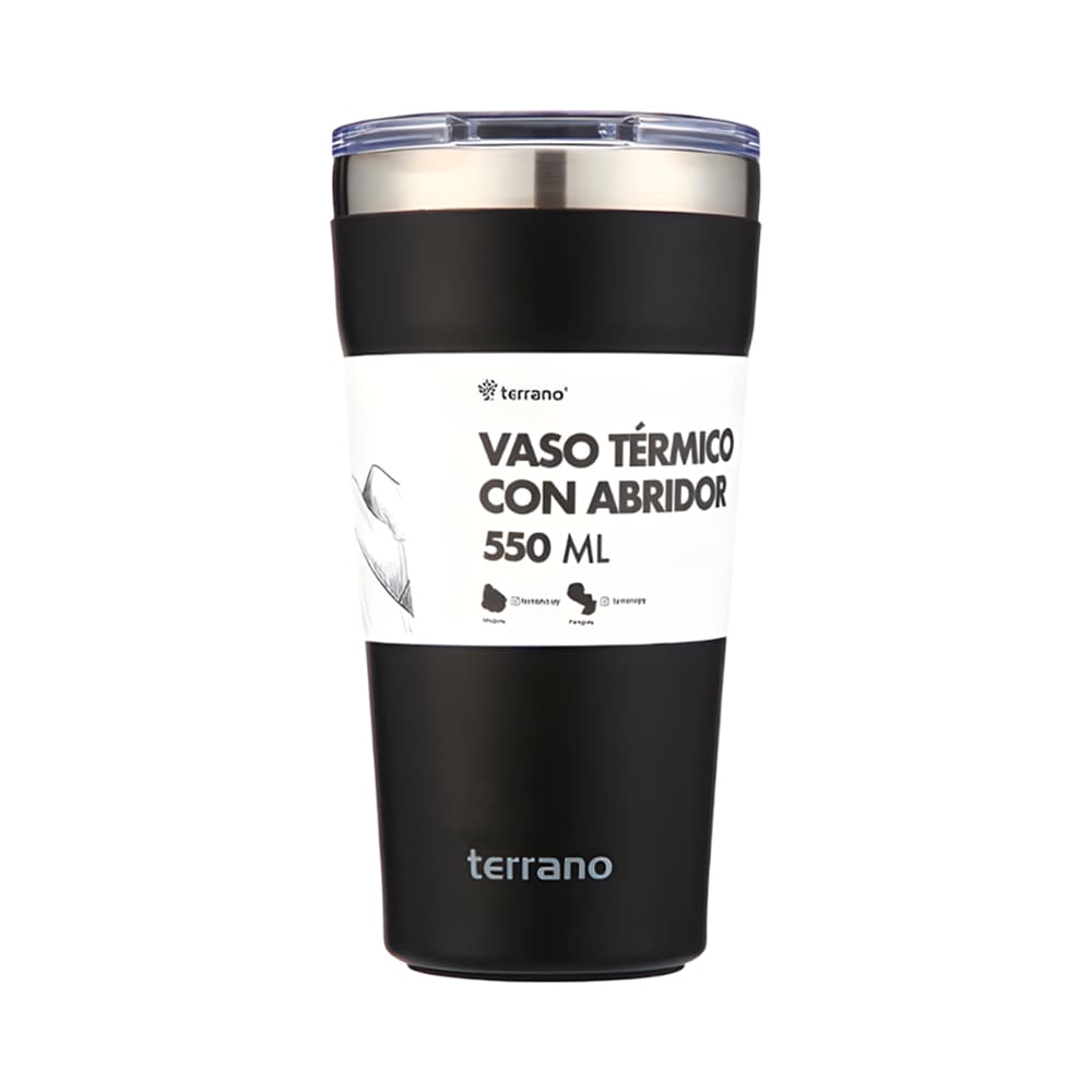 Vaso Térmico Terrano 550ml Preto com Abridor