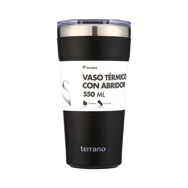 Vaso Térmico Terrano 550ml Preto com Abridor