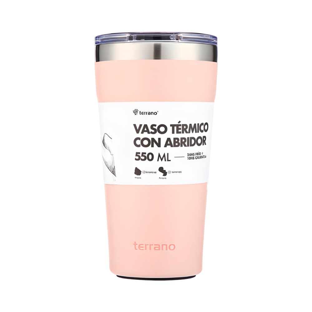 Vaso Térmico Terrano 550ml Rosado com Abridor