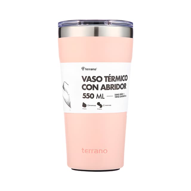 Vaso Térmico Terrano 550ml Rosado com Abridor