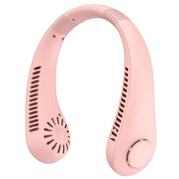 Ventilador de Pescoço Portátil Hengda Yq10510 3 Velocidades 5W Recarregável Rosa