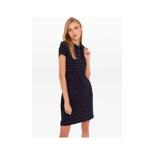 Vestido Tommy Hilfiger Feminina WW0WW27962-0YK-00 S Scribble Txt Hori Tam. S