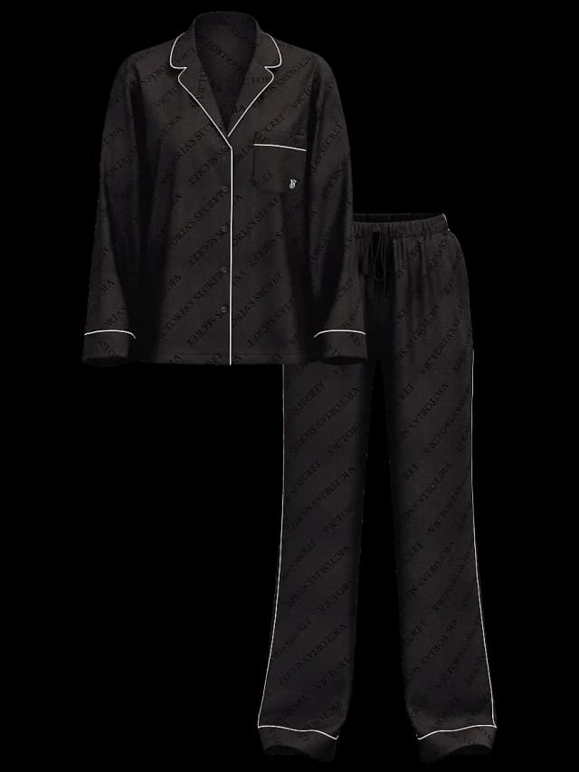 Pijama Victoria's Secret com Calça Seda Tamanho M Preto Tam. M