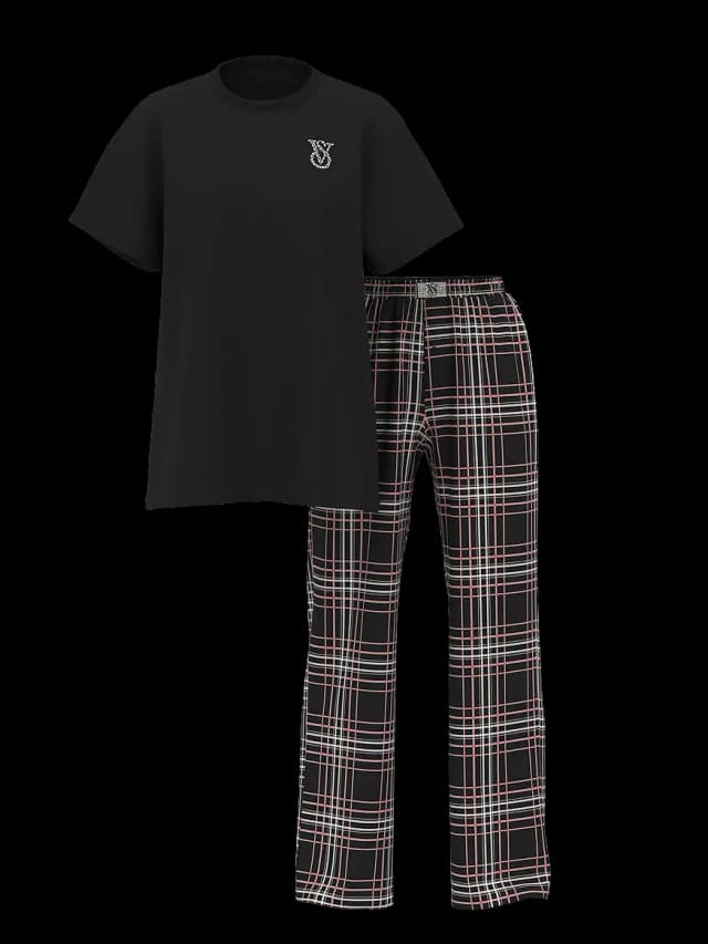 Pijama Victoria's Secret C/calça Listrada Preto Tam. S