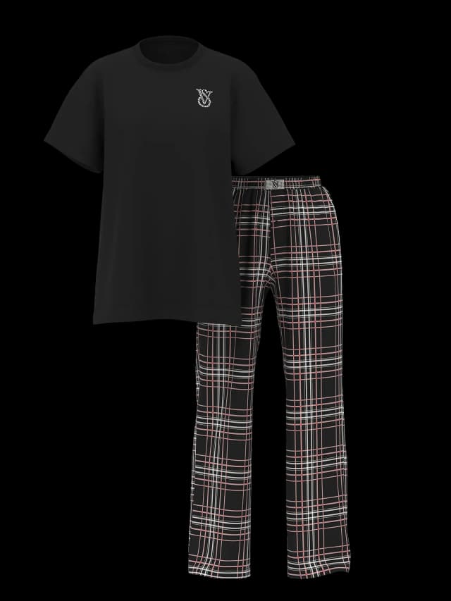 Pijama Victoria's Secret com Calça Listrada Preto Tam. Xl
