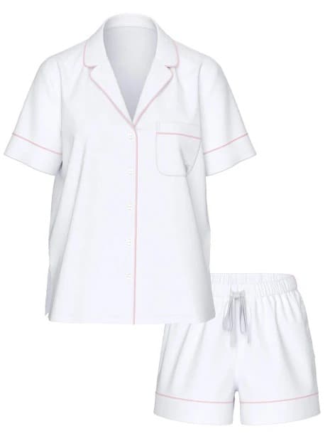 Victoria's Secret Pijama com Short Branco Rosa Tam. L