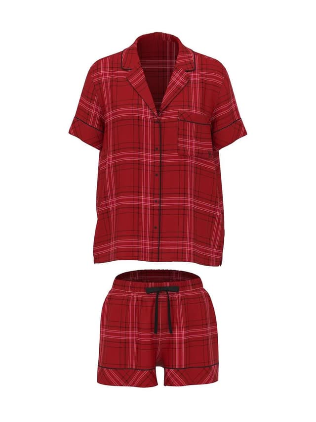 Victoria's Secret Pijama com Short Vermelho Listras Brilho 36015408 Tam. Xxl
