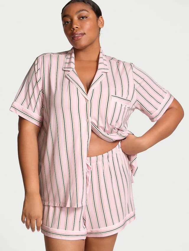 Victoria's Secret Pijama C/short Rosa C/rayas Tam. Xl