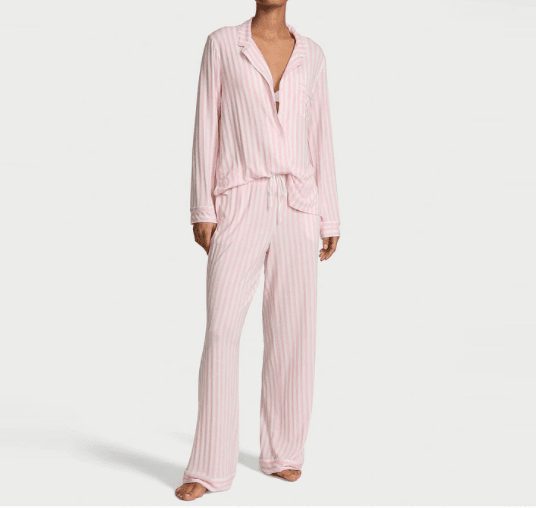 Pijama Victoria's Secret Rosa C/rayas Tam. S