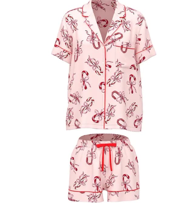 Pijama Short Victoria's Secret Rosa Dulce Moños 36013707 Tam. L