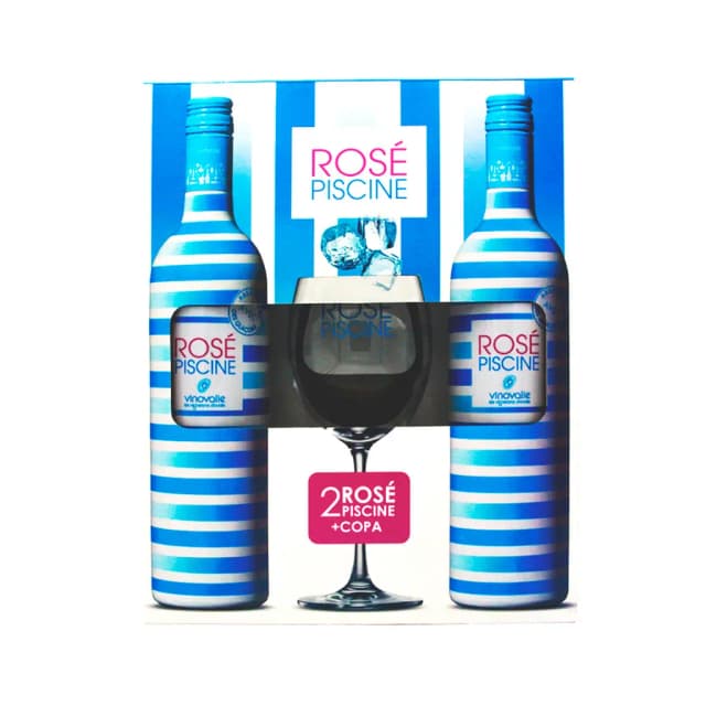 Vinho Rose Piscine Kit 2 de 750ml + Taça