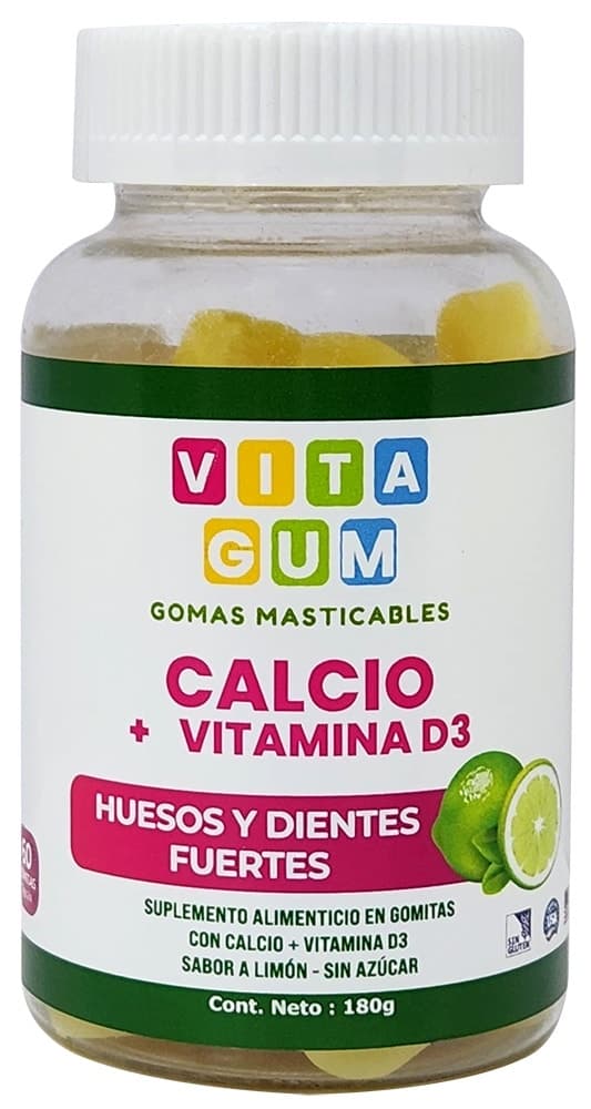 Gomas de Cálcio + Vitamina D3 Vita Gum Limão - 180G (60 Gomas)