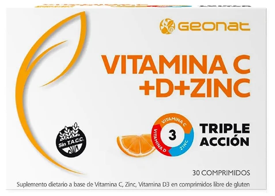 Vitamina Geonat Tripla Ação C+D+Zinco (30 Comprimidos)