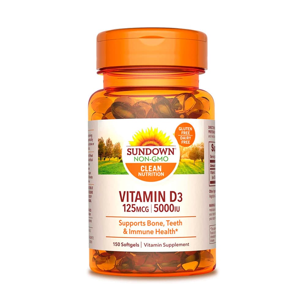 Vitamina D Sundown Naturals 125MCG 5000IU 150 Cápsulas
