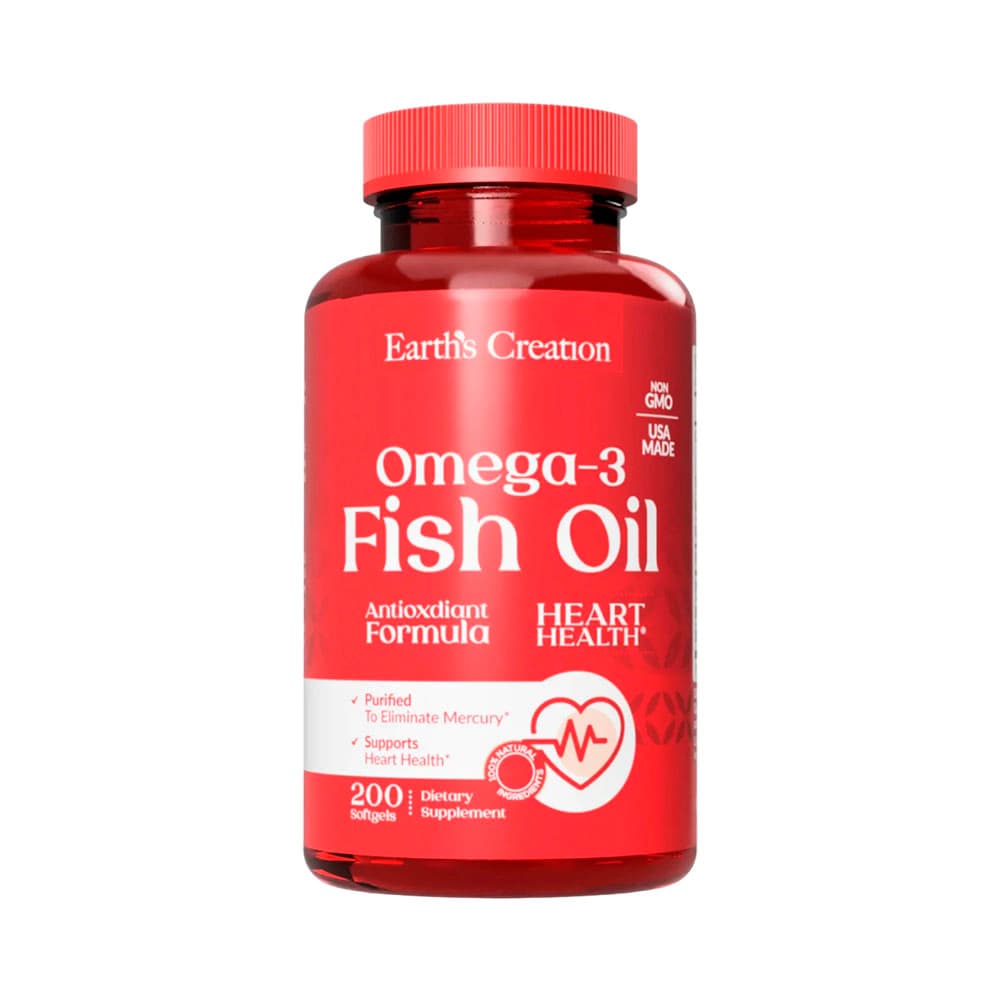 Vitamina Earth's Creation Óleo de Peixe Ômega-3 Sem Colesterol 200 Cápsulas