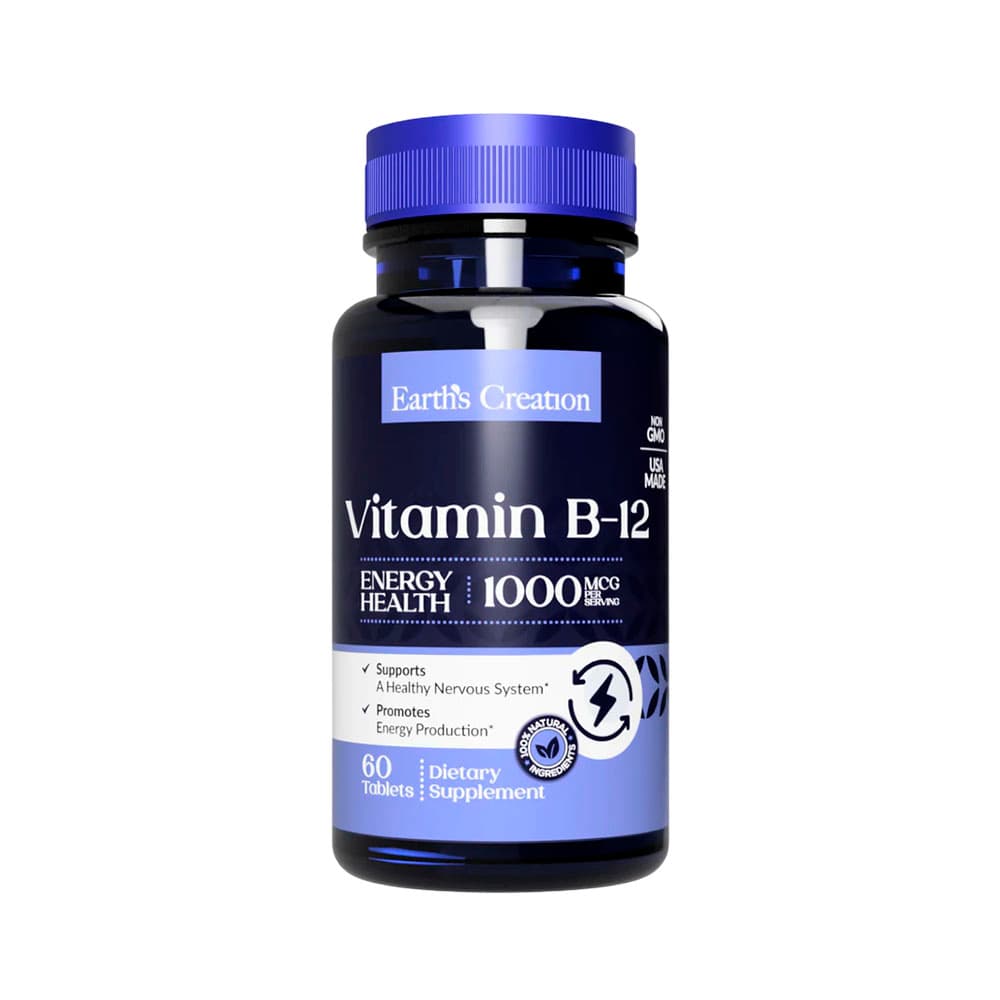 Vitamina B-12 Sublingual Earth's Creation 1000MCG 60 Tabletes
