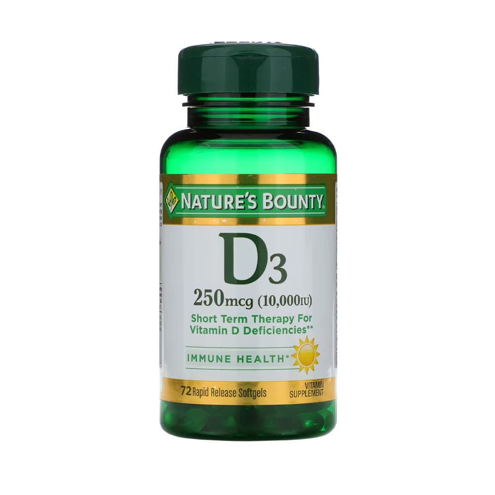Vitamina Nature's Bounty Vitamin D 250 Mcg 10,000Iu 72 Cápsulas