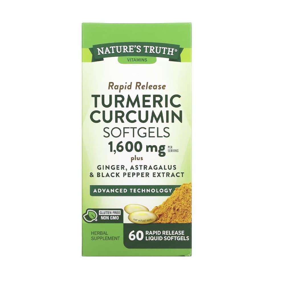 Vitamina Nature's Truth Cúrcuma Curcumina Liberação Rápida 1.600 Mg 60 Cápsulas