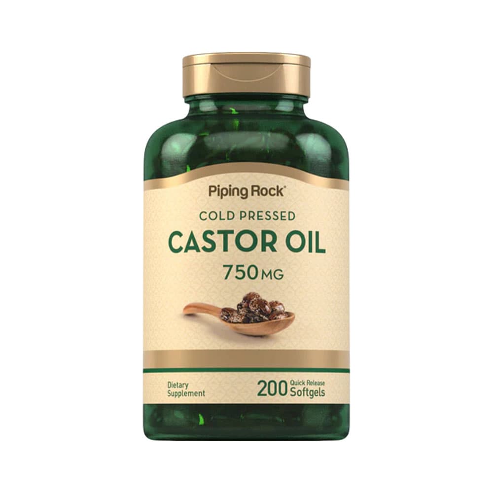 Vitamina Piping Rock Óleo de Rícino 750MG 200 Softgels