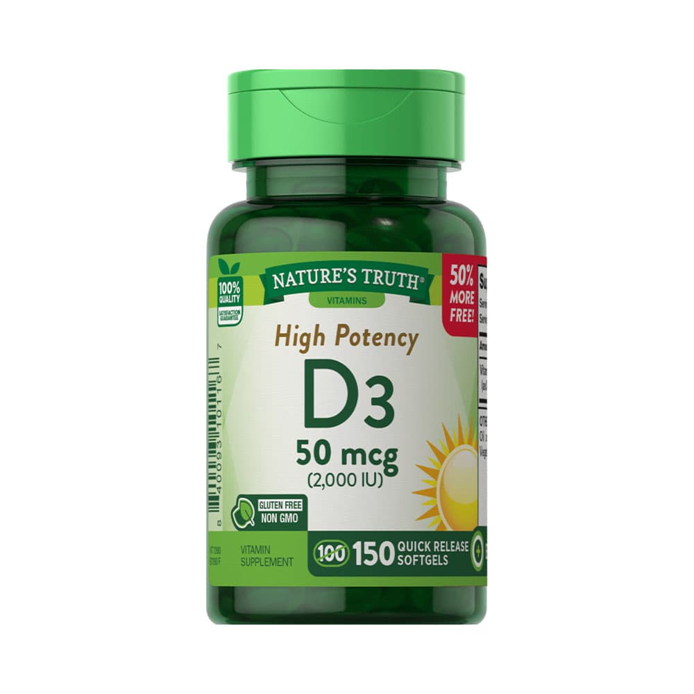 Vitaminas High Potency D3 Nature's Truth 150 Cápsulas