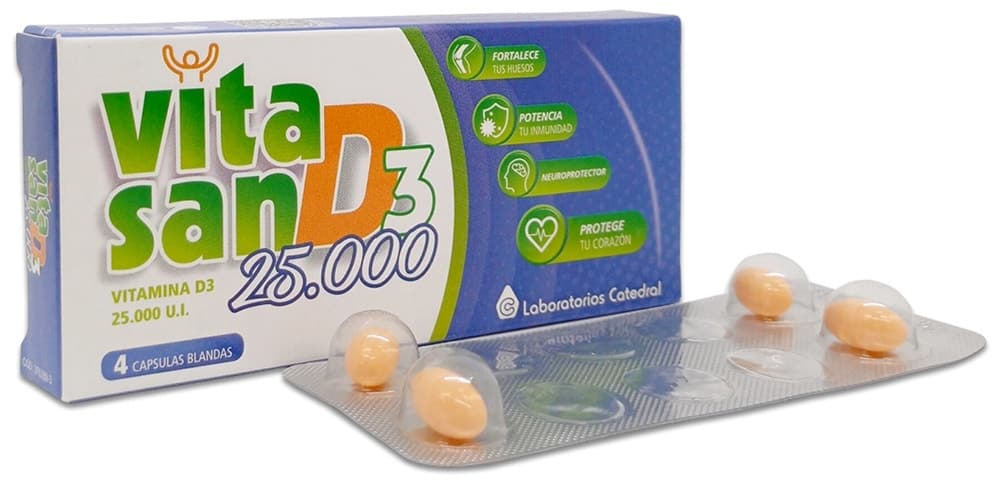 Vitamina D3 25.000 U.I. (4 Cápsulas)