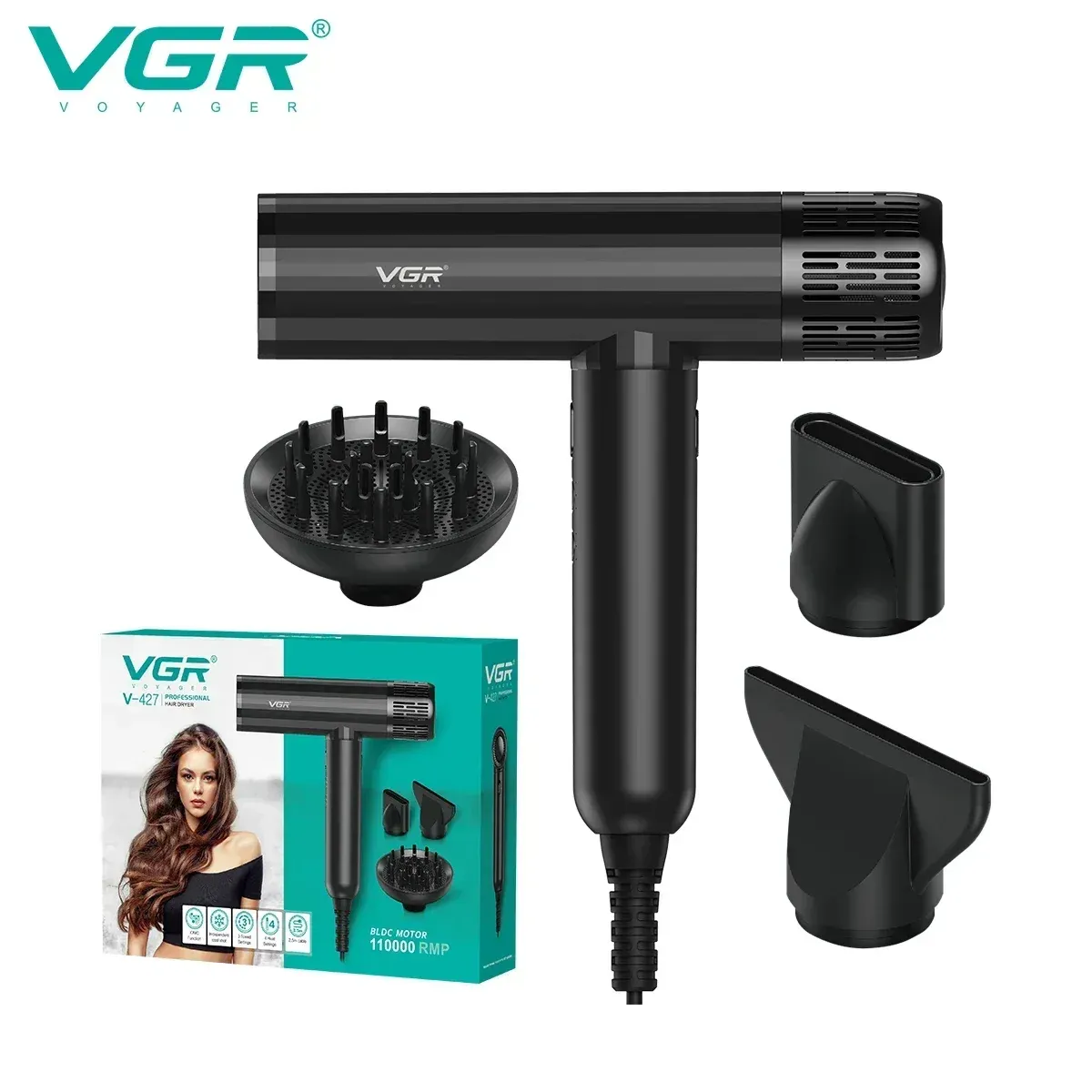 Secador Voyager V-427 Professional 11000RPM 110V 60Hz Preto