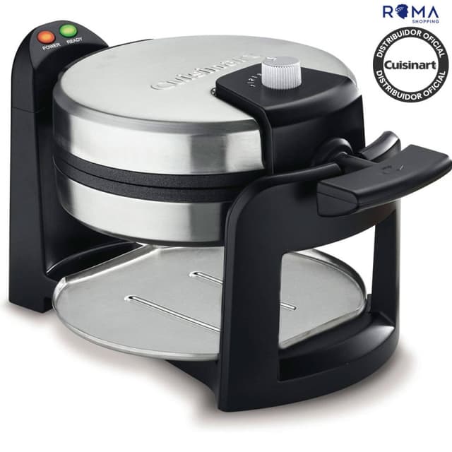 Wafleira Belga Cuisinart Waf-F30NAS 4 Fatias Redonda Giratória 1000W Inoxidável 110V