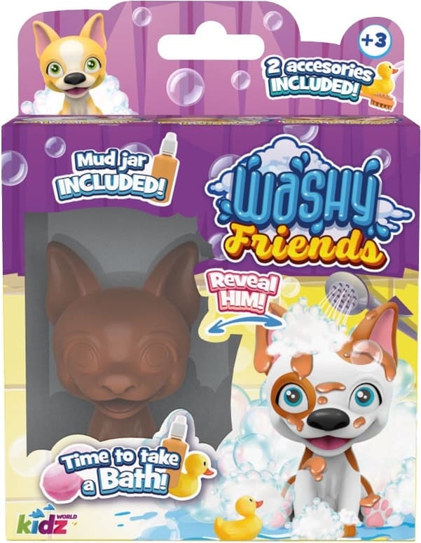 Brinquedo Washy Friends Kidz World K02WFS03 Marrom