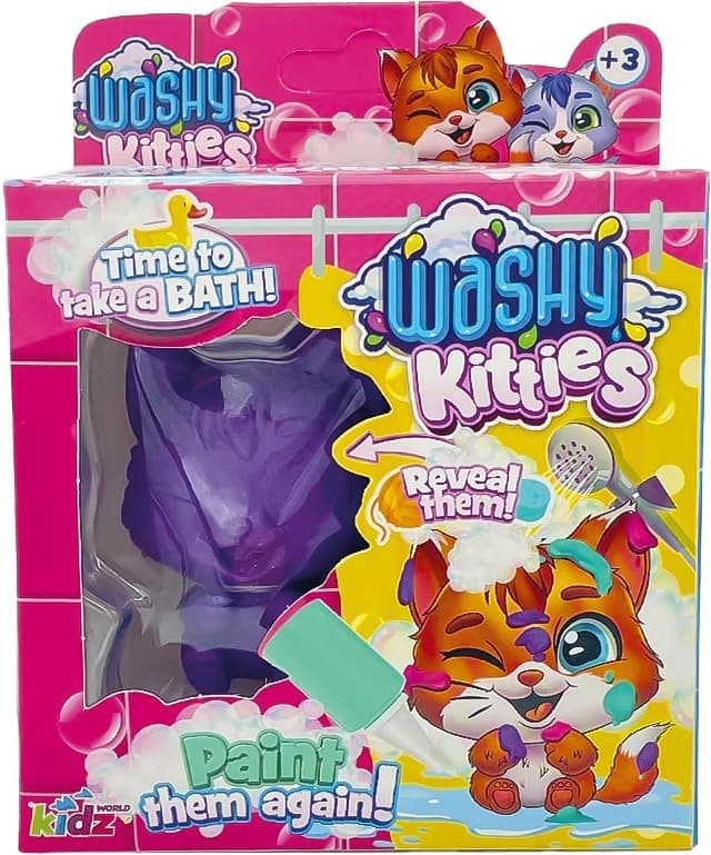 Brinquedo Washy Kitties Kidz World K02WFK02 Lilás
