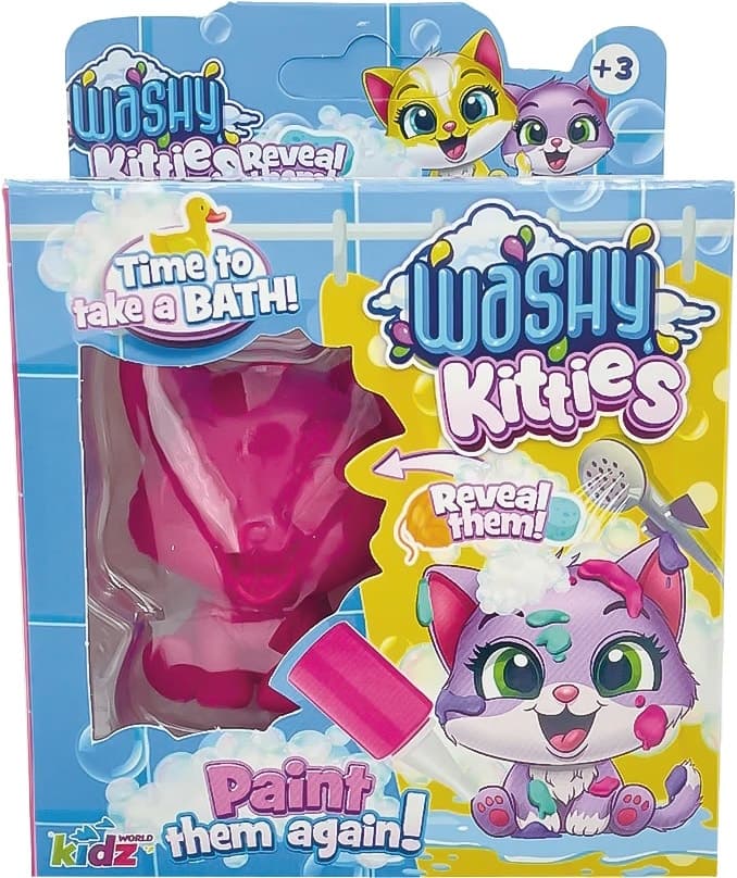 Brinquedo Washy Kitties Kidz World K02WFK02 Rosa