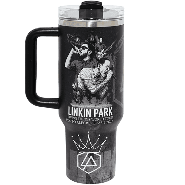 Garrafa Térmica Weedoo Linkin Park 1.2L com Canudo Preto/Branco