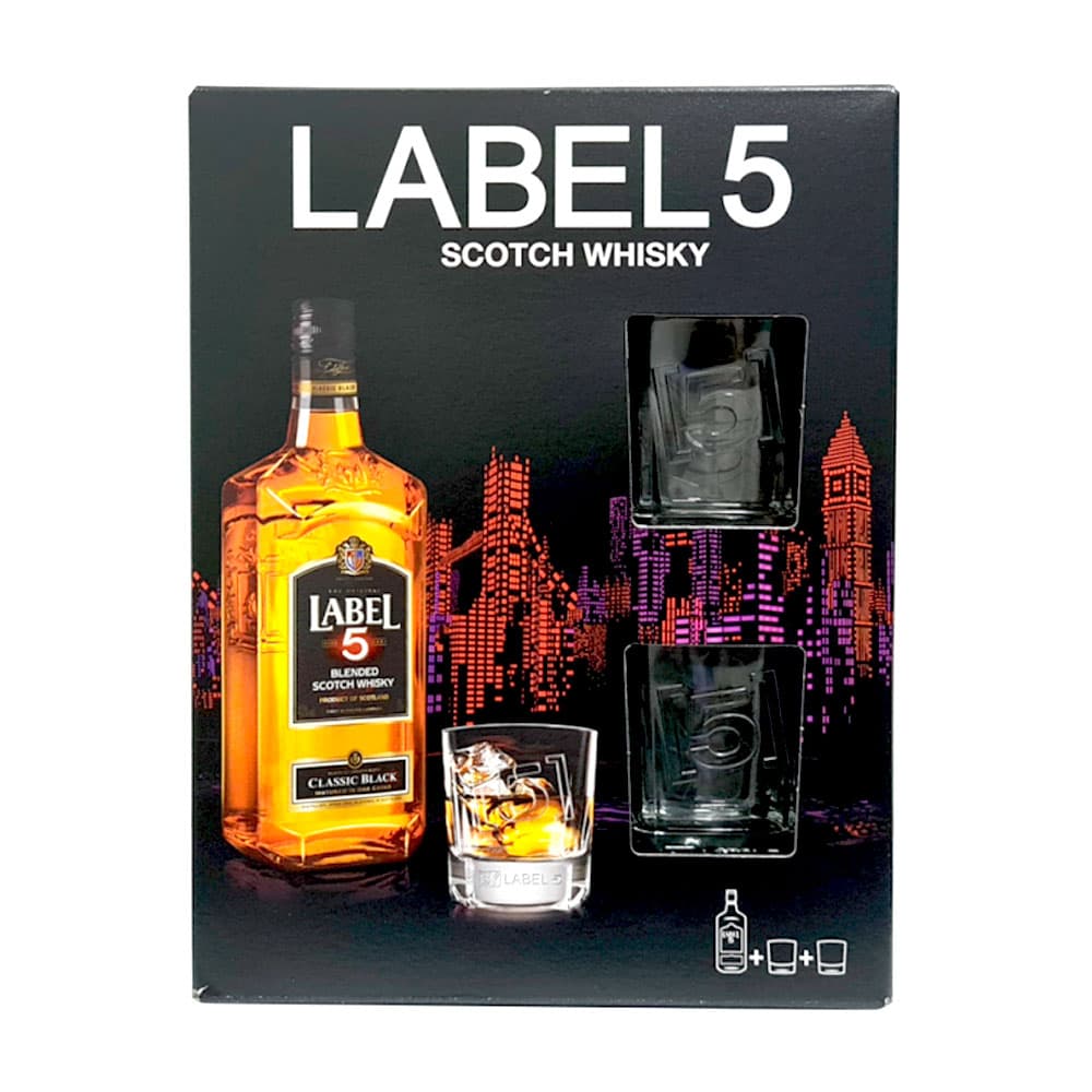 Whisky Label 5 Classic Black 700ml + 2 Copos