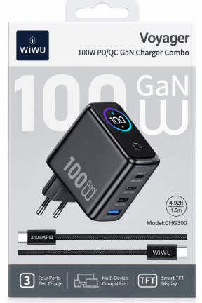 Carregador Wiwu Chg300 Combo 100W Cinza