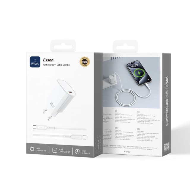 Carregador USB-C + Cabo Lightning 20W Wiwu G007 Essen