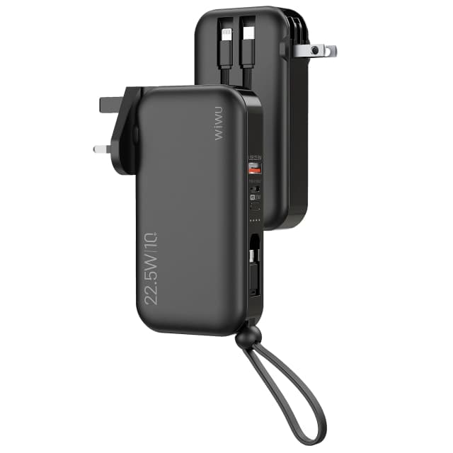 Carregador Portátil Wiwu 3 Em 1 10000mAh 22.5W Preto