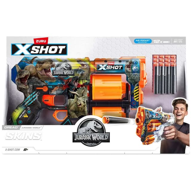 Brinquedo X-Shot Skins Jurassic World com 8 Balas